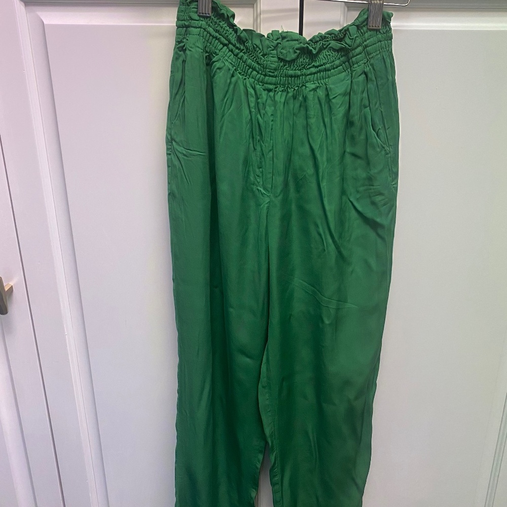 Mossimo  Dutti green satin pant with pockets
